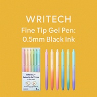 Writech 0.5mm Gel Pens – Fine Tip Black Ink, Retractable, 6pcs Set