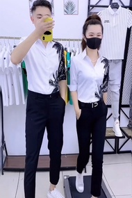 Áo sơ mi nam nữ áo cặp dành cho các đôi tình nhân - Thiết kế họa tiết hoa văn bắt mắt - N60