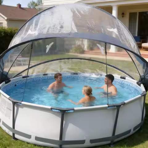 15FT Swimming Pool Cover Round Pool Covers for Above Ground Pools Quick Installation Removal Above G