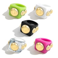 5pcs Y2K Style Chunky Retro Resin Acrylic Ring Plastic Rings Kids Ring Cute Colorful Candy Ring Fing