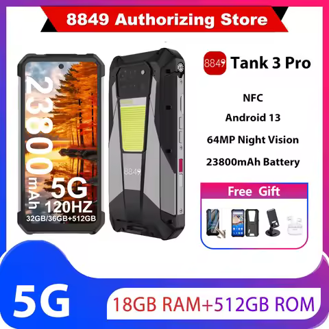 8849 Tank 3 Pro Unihertz 32GB/36GB RAM+512GB ROM 100 Lumens 120Hz Projector 23800mAh 200MP Camera NF