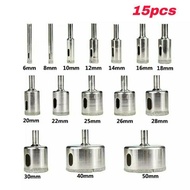 Mata bor Keramik Kaca Marmer Bulat 1 Set isi 16 / 15 / 10 Pcs Lubang Diamond Granit Besi Baja 8mm Sa