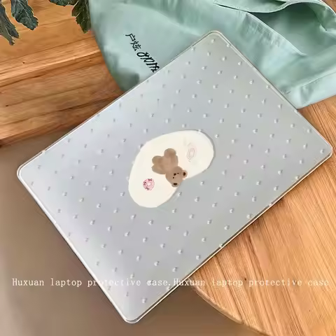 Korean Love Bear Case for Macbook Air 13 M5 M1 Pro 14 M4 13M3 15 16 M2 Mac Hard Shell Accessory Cove