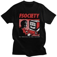 Vintage Funny Mr Robot T Shirt Men 100% Cotton FSociety T-shirt Short-Sleeve F Society Hacker Tee