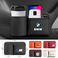 BMW Car Storage Box Car Center Console Water Cup Phone Storage Rack Box PU Leather Car Accessories, 