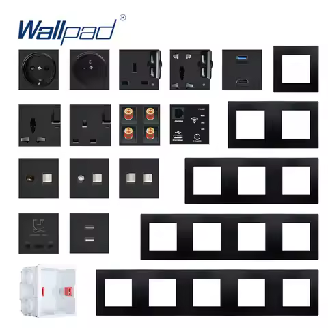 DIY Black Plastic Frame 1 2 3 4 Gang Wall Switch EU French USB IR Data Power Outlet Socket Wallpad F