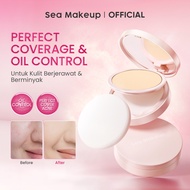 Sea Makeup Acne Cover & Smooth Two Way Cake Pressed Powder and Matte Bedak Padat Compact Powder with