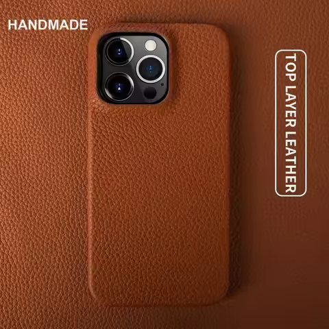 For iphone 14 Pro Max Case Luxury Genuine Leather Cover Business Phone Cases Back Cover For iphone 1