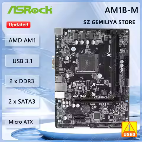 ASRock AM1B-M Motherboard Socket AM1DDR3 32GB support Athlon X4 AD530 AD5350 AMD Radeon R3 USB 3.1 M