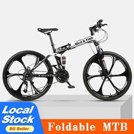 [✅SG Ready Stock] Shimano gear transmission Mountain bicycle 26 inch Foldable Adult Outdoor city fold bike