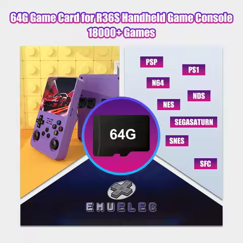 64G Game TF Card for R36S Video Retro Handheld Game Console EmuELEC 4.7 OS Built in 18000+ Retro Gam