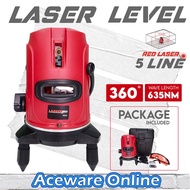 LADDERMAN LDM-5RED 5 Lines 6 Point Adjustable Laser Level 360° Rotary Indoor Outdoor Self Levelling 