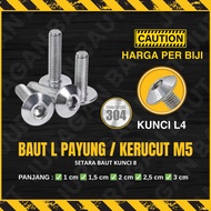 STAINLESS L-BODY BOLT DIAMOND UMBRELLA MODEL CONE SIZE M5 EQUIVALENT TO 8 KEY BOLT USING L4 KEY STAI