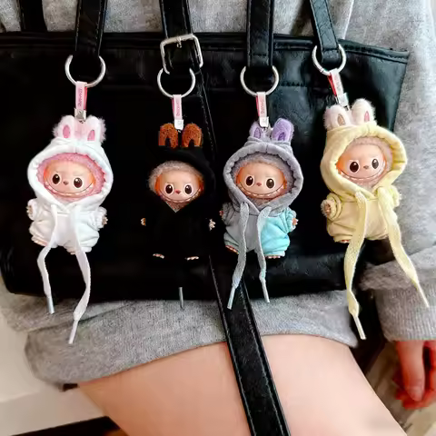 For 10.5cm Labubu V4 The Monsters Pin for Love Series One-Piece Jumpsuit hoodie Pants for Labubu V4 