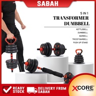 5 in 1 Dumbbell Set with Barbell Connector and Kettlebell Handle Bar ( 20kg / 30kg / 40kg)