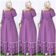 hk3 amelia maxi ceruty bebydoll renda susun /gamis syarii ceruty