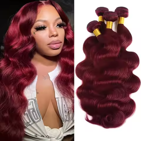 Body Wave Bundles Human Hair 99J Burgundy Color Human Hair 3 Bundles Brazilian Remy Virgin Human Hai