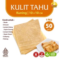 MERAH [10X10 CM] Tofu Skin 50 Sheets 10x10 | Halal Flexible Suitable for Chicken Spring Rolls, Ekado