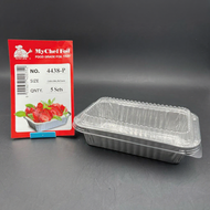 4438 - P Aluminium Foil Tray with Clear Lid [ 5sets ± ] Rectangle / Rectangular My Chef Foil Tray 44