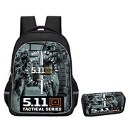 5.11 Tactical Backpack+Storage Flap Pencil Case 53cm Double Layer School Bag-43cm Children's Leisure