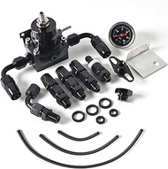 LTIENBST 0-100Psi Gauge EFI Fuel Pressure Regulator Kit,6AN Fittings and PTFE Braided Hose,Fuel Pres