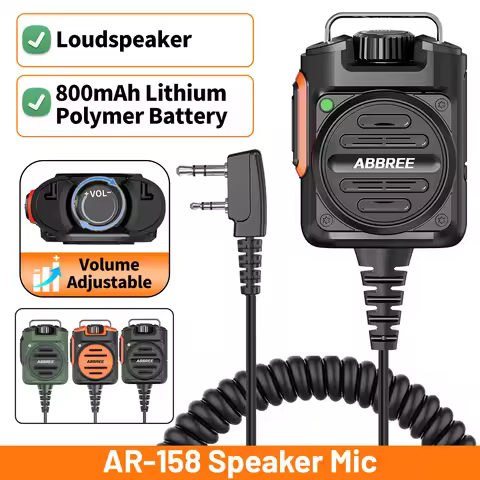 ABBREE AR-158 Walkie Talkie Microphone Speaker Adjustable Volume Handheld Rechargeable For Baofeng U