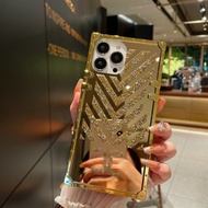 OPPO RENO 7Z RENO 4 5 RENO 6 RENO 2 2Z Gold Diamond Square Phone Case Glitter Cover