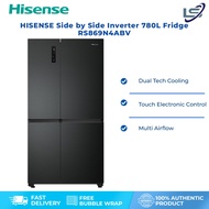 Hisense 780L Refrigerator Side By Side RS869N4ABV Inverter Fridge 冰箱 Peti Sejuk Black