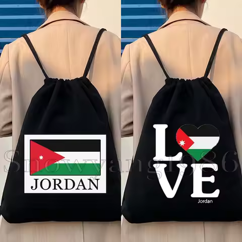 Petra Jordan Flag Map Travel Cute Gifts Canvas Drawstring Bags Soccer Backpack Gym Sackpack Gifts St