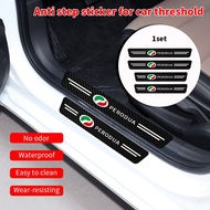 MKR 4pcs Car Door Side Step Sill Strip Carbon Fibre Leather Anti Scratch Protector Sticker Fiber Proton X50 X70 Axia