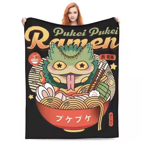 Pukei Pukei Ramen Blanket Monster Hunter Game Travel Flannel Throw Blanket Super Warm Couch Chair Cu
