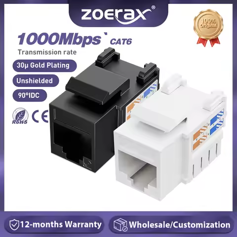 ZoeRax Cat6 Keystone Jack RJ45 Keystone Jack and Keystone Punch Down Stand, 90-Degree Jack (Not Comp
