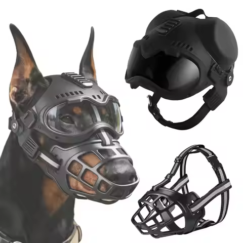 K9 Tactical Dog Helmet with Muzzle Windproof Impact Resistant Headgear Adjustable for Small Medium D