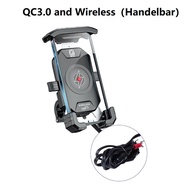 Waterproof Motorcycle Phone Holder Wireless Charging Mobile Mount CellPhone Stand Mirror USB Charger