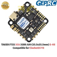 GEPRC TAKER F722 35A 32Bit AIO 2-6S Support INAV PWM 128K 25.5×25.5mm For Cinebot25 V2 DJI O4  FPV D