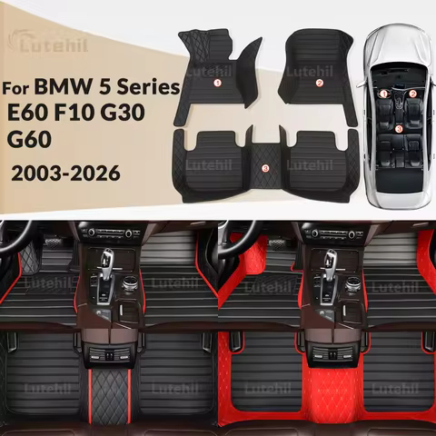 For BMW 5 Series E60 F10 G30 G60 2003-2026 Custom Car Floor Mat Automobile Carpet Cover Interior Acc