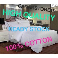 ┇♞CADAR HOTEL "PROYU" 100% COTTON 7 IN 1 HOTEL STYLE SINGLE TONE HIGH QUALITY FITTED BEDSHEET WITH COMFORTER(QUEEN/KING)