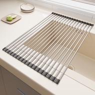 [48H Shipping] Roll-up sink drain rack, foldable kitchen storage rack, dish drying rack, storage she
