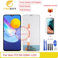 FWDGVY 6.58 "จอแสดงผลหน้าจอด้านหน้าต้นฉบับสำหรับ Vivo Y72 5G V2041 LCD + ฟรีเครื่องมือซ่อมของขวัญ +