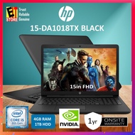 HP 15-DA1018TX BLACK (I5-8265U,4GB,1TB,DVDRW,15.6" FHD,GEFORCE MX110-2GB,W10)