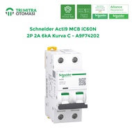 Schneider Acti9 MCB iC60N 2P 2A 6kA Kurva C - A9F74202