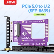 JEYI PCIe 5.0 to U.2(SFF-8639) Adapter, 128Gbps GEN5 U.2 SSD to PCIE X4 X8 X16 Expansion Card Compat