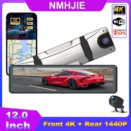 12 inch Front 4K 2160P Car Dvr Rear 2K 1440P Camera Rearview Mirror WIFI Video Recorder GPS Track Au