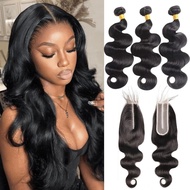 Body Wave Bundles Human Hair With Closure(16 18 20+2X6 Hd Lace Clousre 14Inch) 100% Human Hair Bundl