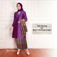 RR Setelan Baju Kurung Songket Melayu//Tunik Tafeta Polos Rok Songket Selendang//Tunik Tafeta Kekini