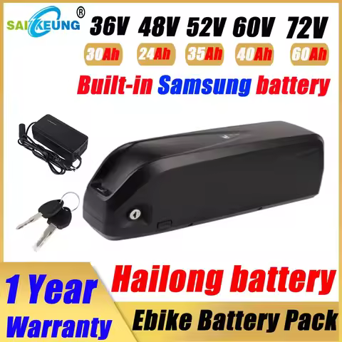 Rechargeable 72v ebike battery 36V48V52v 60V Hailong 13/20/23/24/25/30ah/35/40/50ah/60ah 250w-3000w 