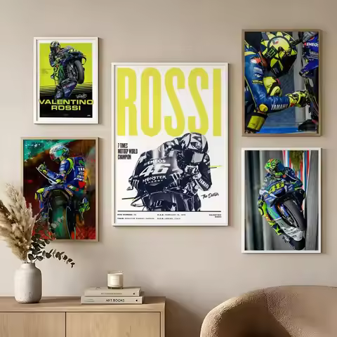 Motorcycle Racer Valentino Rossies Poster HD No Residue Self-Adhesive PP Poster Peel&Stick Decor