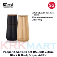 AdHoc Scape Pepper & Salt Mill Set Ø5.8xH12.3cm, Black & Gold