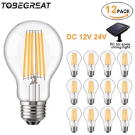 A19 Vintage Edison LED Filament Bulb 12V 24V Clear Glass Bulbs 6W E27 Low Voltage Light Lamp for Hom