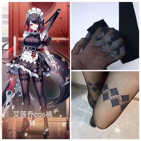 Anime Zenless Zone Zero Cosplay Ellen Joe Costume Pantyhose Black printing Women JK Stockings Girls 